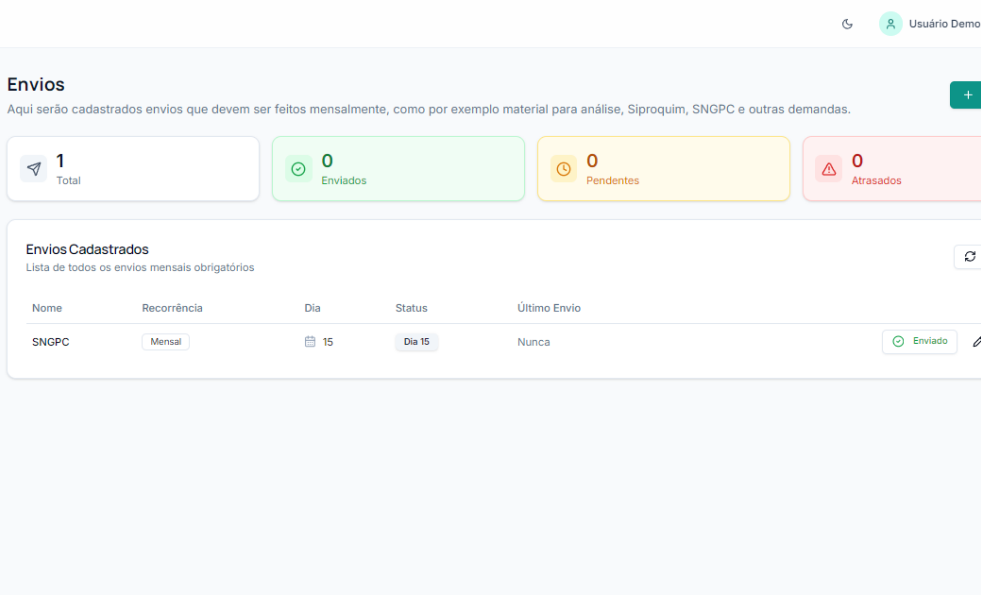 Painel do sistema Conforme a Resolução